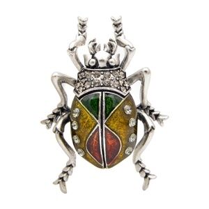 Crystal Yellow Beetle Brooch: Radiant Elegance in Nature's Colors